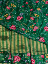 Emerald Green Banarasi Tissue stripes Saree with petite point embroidery SS50213