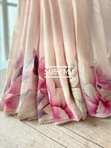 Floral printed handloom lenin saree