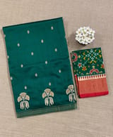 Bottle Green Handloom Raw Silk Saree SS50493