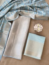 Powder Blue Banarasi Mul Silk Brocade 3-pc Sharara Suit set : SS62J16
