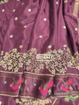 Winish Brown Mysore silk saree with pythani embroidered border : D62F006