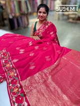 Ruby Pink mysore silk with embroidered border S62F112