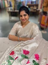 Silver Tissue Designer Saree with heavy handwork and embroidery SS50241