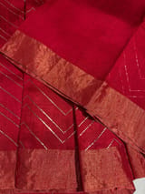 Red Dhupion Raw Silk Saree with Gharchola bandhini blouse