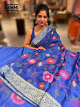 Electric Blue Banaras Mashru Silk with embroidery SS5001
