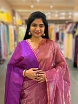 Purple Chanderi Tissue saree with designer tissue blouse