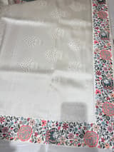 Half White Banarasi  brocade Silk Saree with Petite Point Embroidered Border. SS5086