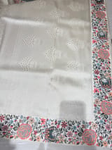 Half White Banarasi  brocade Silk Saree with Petite Point Embroidered Border. SS5086