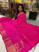 Rani Pink Dhupion Raw Silk Saree with Gharchola bandhini blouse SS50489