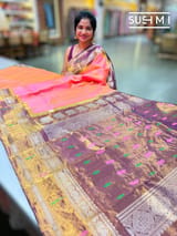 Peach Pink Gadwal Paithani Saree : S62F184