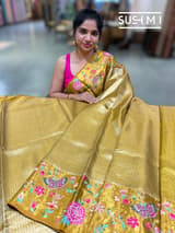Gold Kanjeevaram Tissue Sareewith petite point embroidery : S62F086