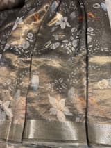 Dark Olive/ Deep mehendi Green Printed Banarasi Cotton Tissue SS50558