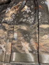 Dark Olive/ Deep mehendi Green Printed Banarasi Cotton Tissue SS50558