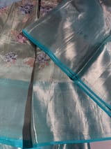 Mint Blue Designer Kanchi Saree with allover embroidery SS50196