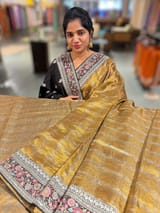Antique Gold Tissue checks Saree with sabhyasachi borders