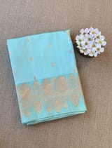 Pastel Blue Poona Silk Saree with heavy weaving open Mashru border