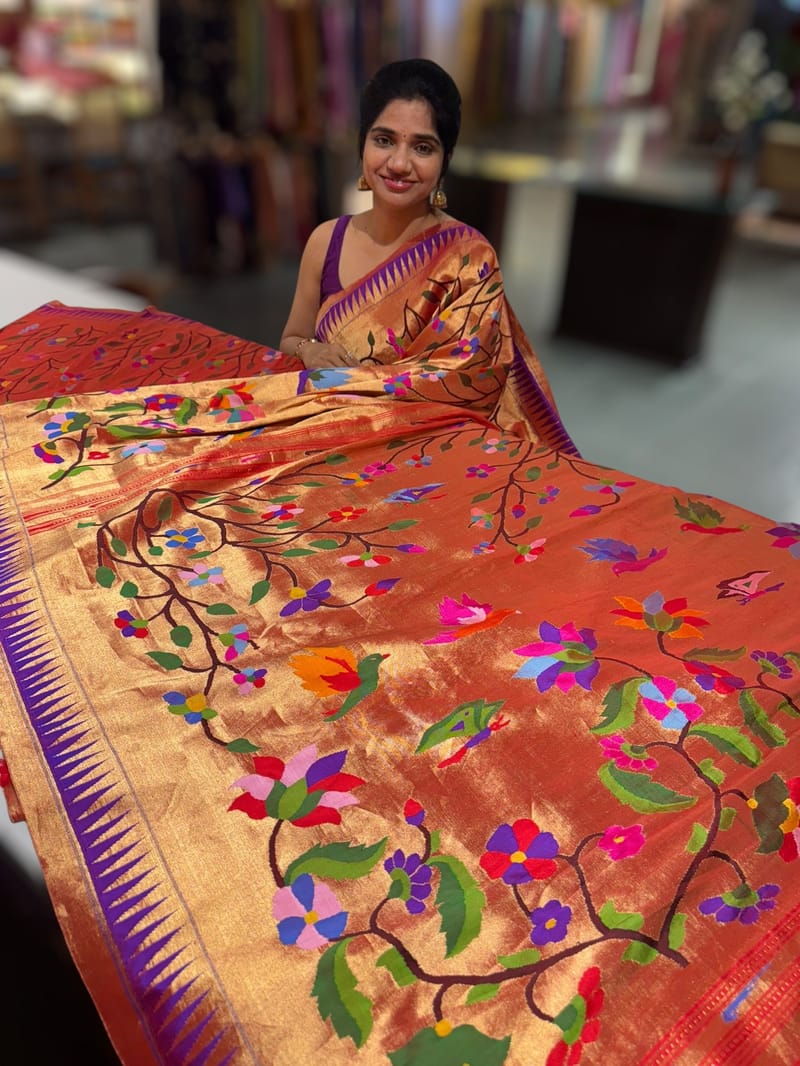 Pure Handloom Allover Tissue Pythani Saree