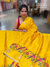Yellow mashru Saree with embroidery : S62F141