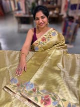 Apple Green Kanchi Tissue Brocade Saree With jamdani inspired embroidery SS50203