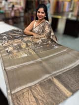 Dark Olive/ Deep mehendi Green Printed Banarasi Cotton Tissue SS50558