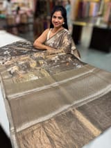 Dark Olive/ Deep mehendi Green Printed Banarasi Cotton Tissue SS50558