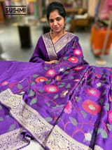 Purple Banaras Mashru Silk with embroidery SS5003