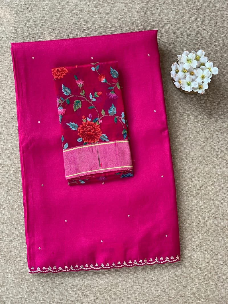 Rani Pink Tussar with fusion blouse SS50457