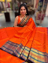 Orange Vintage Kanjeevaram Saree with meenakari Borders SS50166