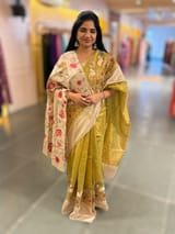 Lime Green Designer Tissue Saree SS50202