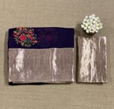 Violet Organza Saree with pure Tissue Border SS50319