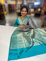 Peacock Blue Banarasi Silk Saree