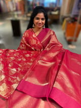 Pink Banarasi Tissue with Designer blouse SS50381