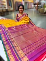 yellow vintage Gadwal Silk Saree : S62F218