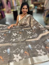 Dark Olive/ Deep mehendi Green Printed Banarasi Cotton Tissue SS50558