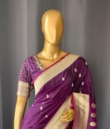 Brinjal Pure Handloom Banarasi Silk Saree