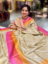 Golden Beige Embroidered Tussar Saree SS50473