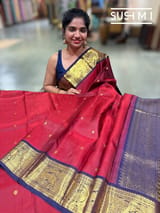 Maroon Red and Blue Vintage Kanjeevaram Saree : S62F117