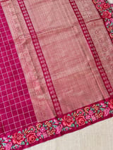 Ruby Pink Mysore Silk Saree with petitepoint embroidery S62110