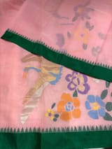 Lotus Pink Pure handloom Ponduru Khadi jamdani Saree with swan pallu