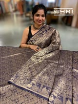 Midnight Blue Banarasi Brocade Katan silk Saree : D62126
