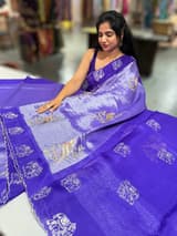 Purple Premium Handloom Designer Tissue saree with exquisite embroidery