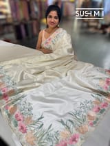 White Brocade Kanjeevaram with  embroidery D62F039