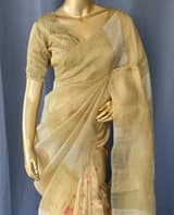 Gold tissue saree in half and half style