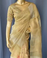Gold tissue saree in half and half style
