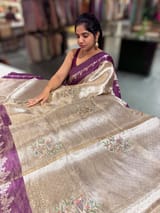 Purple Banarasi Brocade Tissue with embroidery SS50220