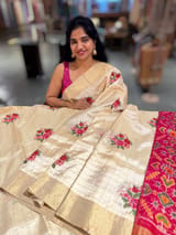 Ivory Kanchi Soft Silk Saree with embroidery SS50129