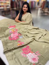 Designer Chinnon & Satin Fusion Saree
