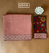 Maroon Banarasi tonchoi with pen kalamkari Blouse : D62F025