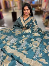 Forest Green Ektara Banarasi Designer Silk Saree
