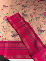 Peach Tissue Gorgette Fusion Saree with vidarbha Borders